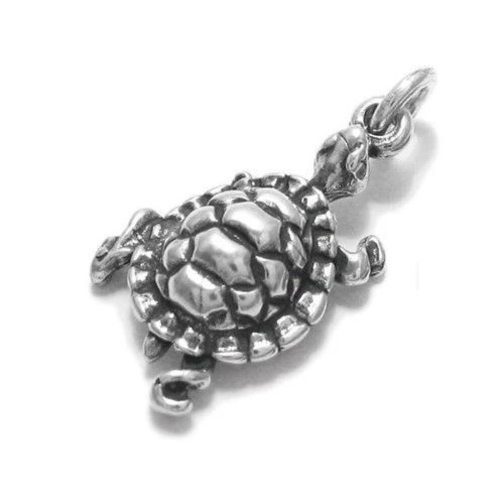 TURTLE CHARM IN 3D. STERLING SILVER